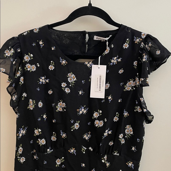 Reformation Idalia Floral Black Dress Open Back - Picture 3 of 9